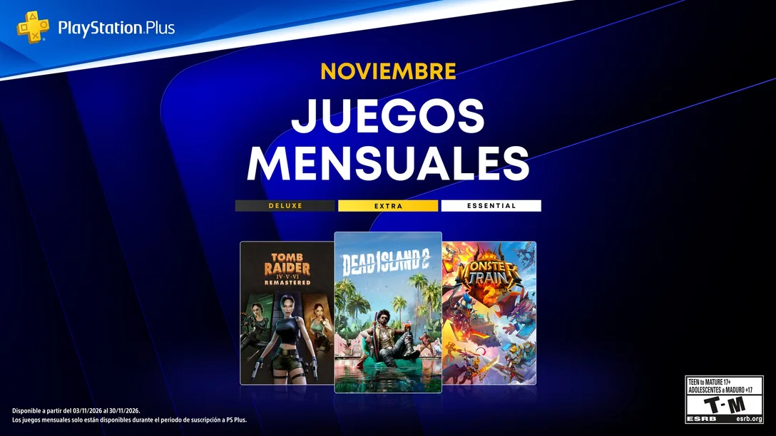 Juegos mensuales de PlayStation Plus de noviembre 2026: Tomb Raider IV-VI Remastered, Dead Island 2 y Monster Train 2
